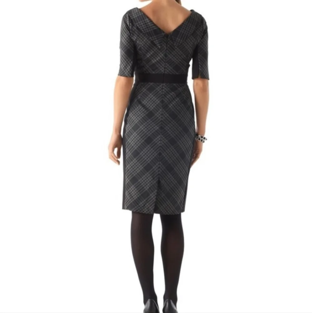 White House Black Market Plaid Sheath Dress Size 0 - Picture 2 of 9